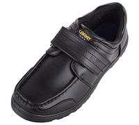 ABSOLUTE FOOTWEAR Mens Easy Slip On Touch and Close Work Formal College School Shoes - Black - UK 11 / EU 45