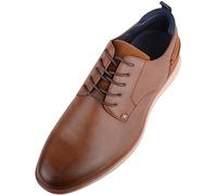 ABSOLUTE FOOTWEAR Mens Faux Leather Comfort Formal Smart Lace Up Oxford Shoes - Tan - UK 8 / EU 42