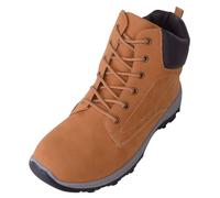 ABSOLUTE FOOTWEAR Mens Faux Suede Lace Up Cushioned Work Smart Chelsea Boots - Tan - UK 9 / EU 43