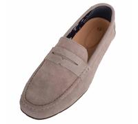 ABSOLUTE FOOTWEAR Mens Genuine Leather Suede Easy Slip On Casual Loafer Shoes - Latte - UK 12 / EU 46