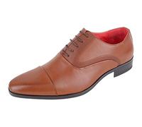 ABSOLUTE FOOTWEAR Mens Lace Up Faux Leather Smart Formal Work Wedding School Shoes - Tan - UK 9 / EU 43