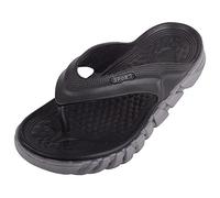 ABSOLUTE FOOTWEAR Mens Lightweight Durable Slip On Summer Holiday Beach Garden Sandals Flip Flop Sliders - Black/Grey - UK 7 / EU 41