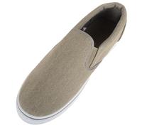 ABSOLUTE FOOTWEAR Mens Lightweight Summer Canvas Slip On Trainer Pumps with Twin Gusset - Khaki - UK 10