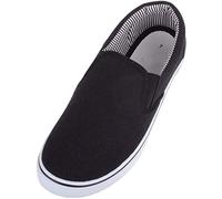 ABSOLUTE FOOTWEAR Mens Lightweight Summer Canvas Slip On Trainers Pumps with Twin Gusset - Black with White Sole - UK 9 / EU 43
