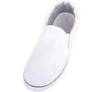 ABSOLUTE FOOTWEAR Mens Lightweight Summer Canvas Slip On Trainers Pumps with Twin Gusset - White - UK 11 / EU 45