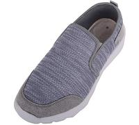 ABSOLUTE FOOTWEAR Mens Lightweight Twin Gusset Slip On Leisure Sports Shoe Trainer Pumps with Memory Foam Insole - Grey - UK 11 / EU 45