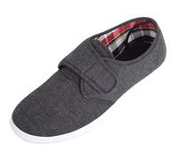 ABSOLUTE FOOTWEAR Mens Slip On Touch and Close Canvas Summer Holiday Pumps Shoes - Charcoal - UK 9 / EU 43