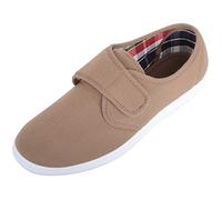ABSOLUTE FOOTWEAR Mens Slip On Touch and Close Canvas Summer Holiday Pumps Shoes - Taupe - UK 8 / EU 42