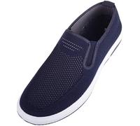 ABSOLUTE FOOTWEAR Mens Twin Gusset Breathable Leisure Pumps Trainers Shoes, Navy, UK 9 / EU 43
