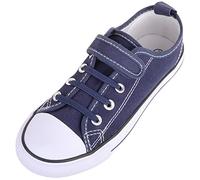 ABSOLUTE FOOTWEAR Unisex Kids Touch and Close Canvas Pumps Shoes Trainers, Navy, UK Child 13 / EU 32