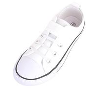 ABSOLUTE FOOTWEAR Unisex Kids Touch and Close Canvas Pumps Shoes Trainers, White, UK Infant 10 / EU 28