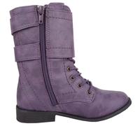 ABSOLUTE FOOTWEAR Women's Childrens Slip On Lace Up Inside Zip Warm Boots, Double Buckle Design in Purple | Size: 1 ABSOLUTE FOOTWEAR Purple 1