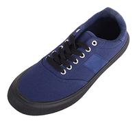 ABSOLUTE FOOTWEAR Womens Easy Slip On Canvas Lace Up Two Toned Casual Trainers Pumps - Navy - UK 5