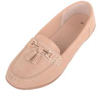 ABSOLUTE FOOTWEAR Womens Easy Slip On Casual Summer Loafer Deck Shoes with Tassel Design - Ivory - UK 7 / EU 40
