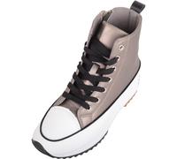 ABSOLUTE FOOTWEAR Womens Easy Slip On Platform Lace Up Boot with Inside Zip - Pewter - UK 5