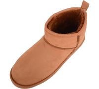 ABSOLUTE FOOTWEAR Womens Easy Slip On Soft Faux Suede Ankle Boot - Chestnut - UK 4