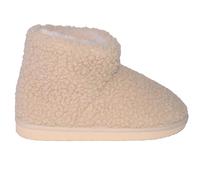 ABSOLUTE FOOTWEAR Women's Easy Slip On Teddy Fleece Bootie Slipper with Faux Fur Inner in Beige | Size: 4 ABSOLUTE FOOTWEAR Beige 4