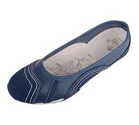 ABSOLUTE FOOTWEAR Womens Genuine Leather Ballerina Style Pump Dolly Shoes