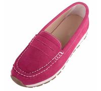 ABSOLUTE FOOTWEAR Womens Genuine Leather Suede Chunky Boat Deck Shoe Loafer - Fuchsia - UK 4 / EU 37