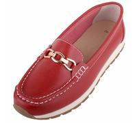 ABSOLUTE FOOTWEAR Womens Genuine Smooth Leather Chunky Sole Loafer Shoes, Dark Red, UK 6 / EU 39