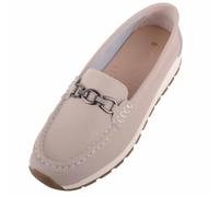 ABSOLUTE FOOTWEAR Womens Genuine Smooth Leather Easy Slip On Loafer Shoes with Chunky Sole - Smoke - UK 7 / EU 40