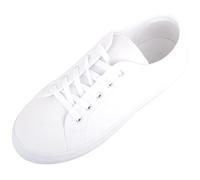 ABSOLUTE FOOTWEAR Womens Girls Minimalistic Lace Up Canvas Trainers, White, UK 3 / EU 36