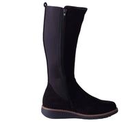 ABSOLUTE FOOTWEAR Women's Knee Length Long Leg Wedge Boot with Elasticated Side Panels in Black | Size: 6 ABSOLUTE FOOTWEAR Black 6