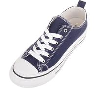 ABSOLUTE FOOTWEAR Womens Lace Up Casual Canvas Trainers Pumps, Chunky Platform Sole, Navy, UK 6 / EU 39
