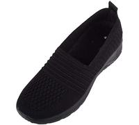 ABSOLUTE FOOTWEAR Womens Lightweight Knitted Style Dynamic Trainers Pumps, Black, UK 6 / EU 39