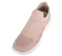 ABSOLUTE FOOTWEAR Womens Lightweight Slip On Breathable Leisure Trainers, Beige, UK 6