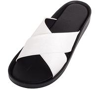 ABSOLUTE FOOTWEAR Womens Lightweight Slip On Cross Over Summer Holiday Sandals Sliders Flip Flops Flat Shoes - White - UK 4 / EU 37