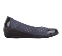 ABSOLUTE FOOTWEAR Women's Slip On Casual Formal Work School Wedge Shoes with Diamante Design in Navy | Size: 4 ABSOLUTE FOOTWEAR Navy 4