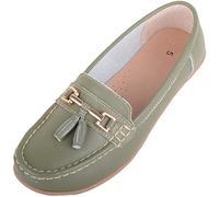 ABSOLUTE FOOTWEAR Womens Slip On Casual Leather Loafer/Deck/Boat Shoes/Sandals - Mistletoe - UK 8