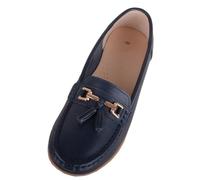 ABSOLUTE FOOTWEAR Womens Slip On Casual Leather Loafer Deck Boat Shoes Sandals - Royal Blue - UK 5