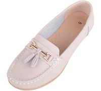 ABSOLUTE FOOTWEAR Womens Slip On Casual Leather Loafer/Deck/Boat Shoes/Sandals - Smoke - UK 4