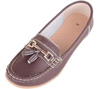 ABSOLUTE FOOTWEAR Womens Slip On Leather Loafer/Deck/Boat Shoes, Chocolate, UK 4