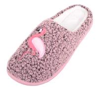 ABSOLUTE FOOTWEAR Womens Slip On Mule Style Light Weight Slippers with Flamingo Design - Red - UK 5 / EU 38