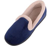 Absolute Footwear Womens Slip On Soft Velour Slipper with Towelling Lining and Memory Foam Insock