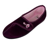 ABSOLUTE FOOTWEAR Womens Velour Style Slippers/Indoor Shoes with Ripper Fastening - Heather - UK 4
