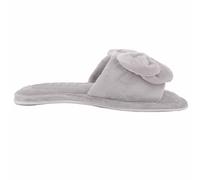 ABSOLUTE FOOTWEAR Women's Womens Easy Slip On Velour Style Open Toe Mule Slipper with Bow Detail in Grey | Size: 7 ABSOLUTE FOOTWEAR Grey 7