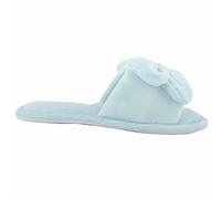 ABSOLUTE FOOTWEAR Women's Womens Easy Slip On Velour Style Open Toe Mule Slipper with Bow Detail in Pale Blue | Size: 5 ABSOLUTE FOOTWEAR Pale Blue 5