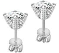 ABSOLUTE Moissanite Earrings for Women, 2 Carat Moissanite Stud Earrings for Men, Hyposensitivity, S925 Sterling Silver Earrings for Women, D Color, VVS1 Clarity, Silver, Moissanite