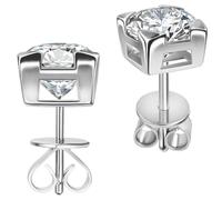 ABSOLUTE Moissanite Earrings for Women, 2 Carat Moissanite Stud Earrings for Men, Hyposensitivity, S925 Sterling Silver Earrings for Women, D Color, VVS1 Clarity, Silver, Moissanite