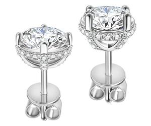 Absolute Moissanite Stud Earrings for Women 2ct S925 Sterling Silver Hypoallergenic 2ct Moissanite Moissanite Mother's Day Gift for Mom/Mother/Daughter/Girlfriend, 2Carat (1Ct*2), Sterling Silver