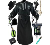Absolute Vibe Plague Doctor Halloween Medieval Monk Priest Renaissance Cosplay Cloak Robe Costume - Black - Large