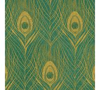 A.S Creation Luxury Peacock Bird Feather Design Wallpaper Turquoise Gold 36971-4