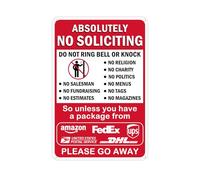Absolutely No Soliciting Sign for House - Do Not Ring Bell or Knock, Large Work from Home on No Soliciting Metal Go Away Yard Signs for Front Door Home 8x12 Inch