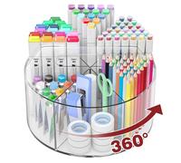 Absonic Acrylic Pen Holder Pencil Organizer, 360-Degree Rotating Pencil Holder, Crayon Organizers for Kids Marker Holder Caddy Art Supply Organizer for Desk, Kids Desk Organizer for Office Home School