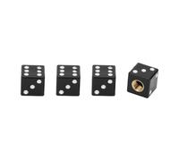 ABSOPRO 15x15MM Car Wheel Valve Cap ABS Black Dice Shape, 4 Pcs, Compatible with Car, Motorcycle, Truck, Bicycle, Black