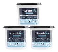 Absorb Pro - Moisture Absorber Tub with Activated Charcoal - 3-Pack - 18 oz Disposable Odor Eliminator Box & Dehumidifier for Garage, Home, Kitchen, Bedroom, Bathroom, Closet, Cars, and Boats
